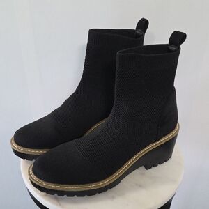 Nicole Miller Black Knit Platform Ankle Booties Size 9